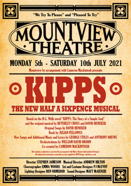 KIPPS the NEW HALF a SIXPENCE MUSICAL Based on the H.G