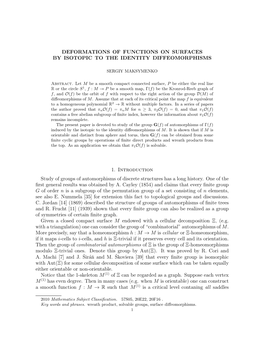 Deformations of Functions on Surfaces by Isotopic to the Identity Diffeomorphisms