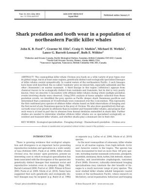 Shark Predation and Tooth Wear in a Population of Northeastern Pacific Killer Whales