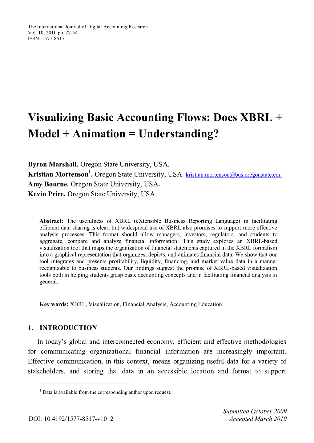Visualizing Basic Accounting Flows: Does XBRL + Model + Animation = Understanding?