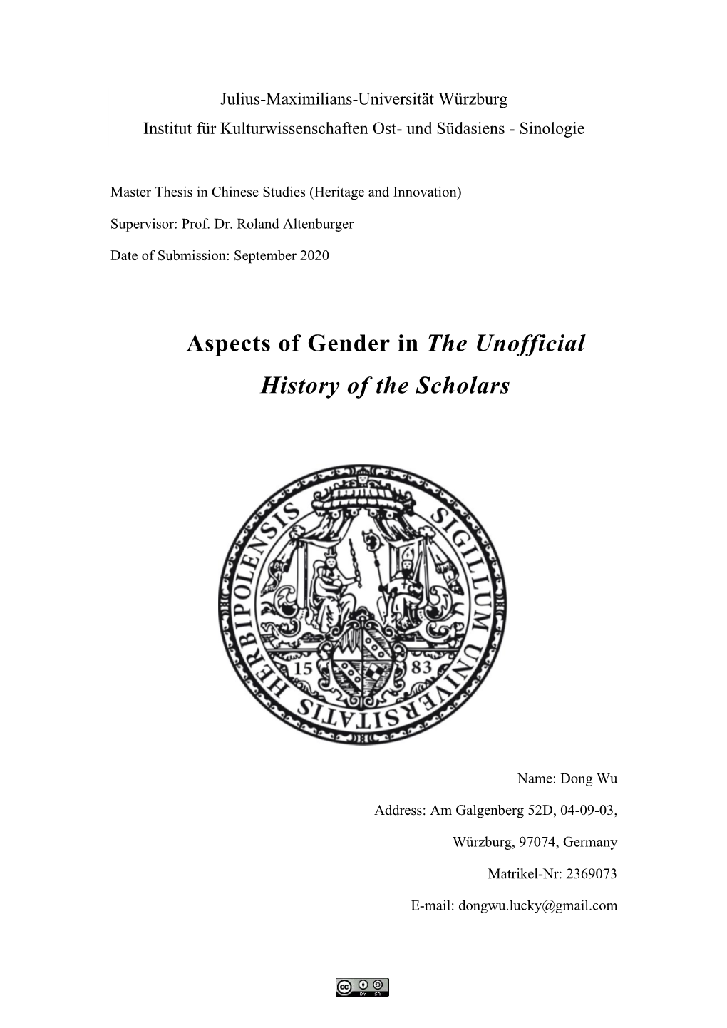 Aspects of Gender in the Unofficial History of the Scholars