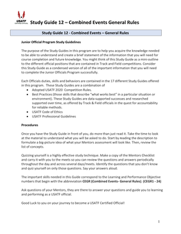Study Guide 12 – Combined Events General Rules