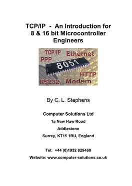 TCP/IP - an Introduction for 8 & 16 Bit Microcontroller Engineers