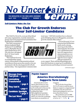 I N S I D E the Club for Growth Endorses Four Self-Limiter Candidates