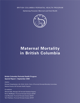 Maternal Mortality in British Columbia