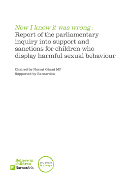 Report of the Parliamentary Inquiry Into Support and Sanctions for Children Who Display Harmful Sexual Behaviour