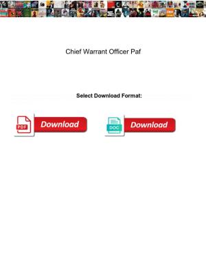 Chief Warrant Officer Paf