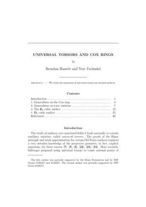 UNIVERSAL TORSORS and COX RINGS Brendan Hassett and Yuri