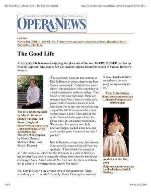 The Good Life &gt; Opera News &gt; the Met Opera Guild