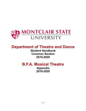 Musical Theatre Student Handbook 2019-2020
