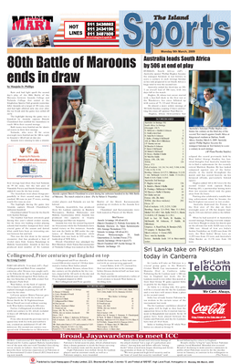 80Th Battle of Maroons Ends in Draw