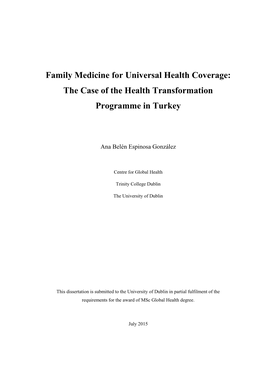 Family Medicine for Universal Health Coverage: the Case of the Health Transformation Programme in Turkey