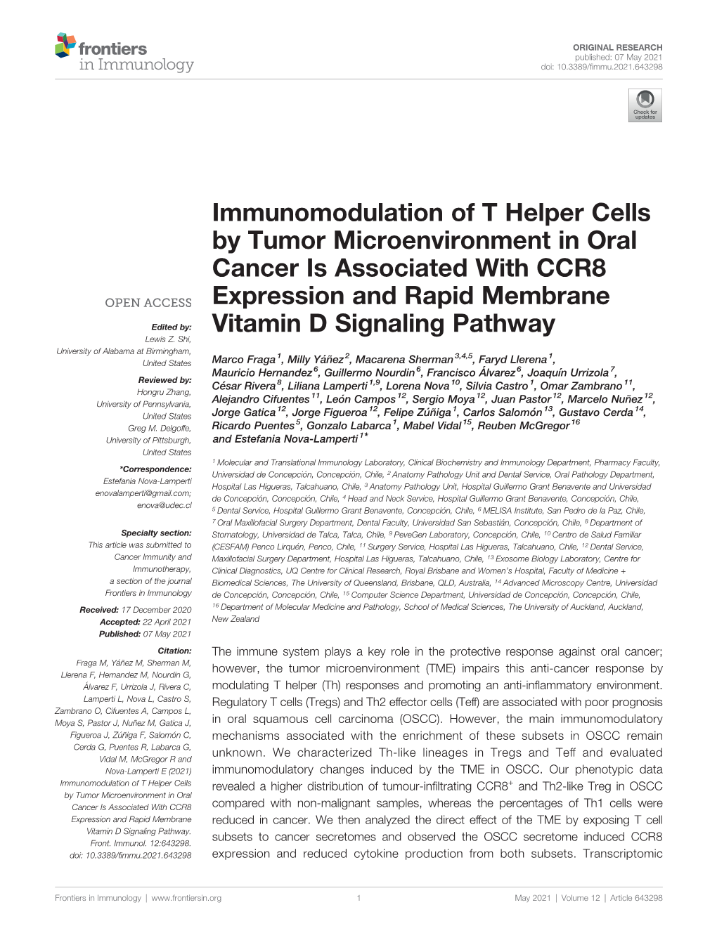 Immunomodulation of T Helper Cells by Tumor Microenvironment in Oral