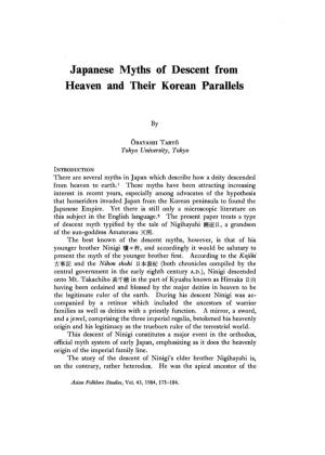 Japanese Myths of Descent from Heaven and Their Korean Parallels