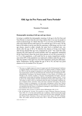 Old Age in Pre-Nara and Nara Periods*