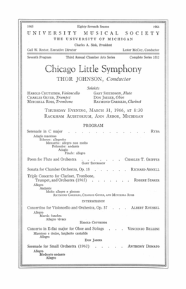 Chicago Little Symphony THOR JOHNSON, Conductor