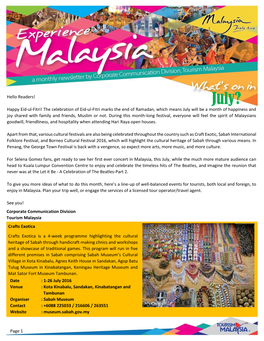 Corporate Communication Division Tourism Malaysia Crafts Exotica