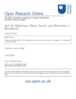 Music, Sound, and Materiality in Bloodborne Journal Item