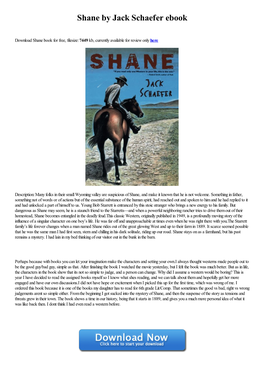 Shane by Jack Schaefer Ebook