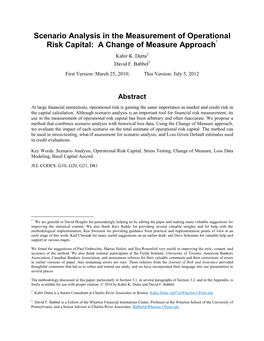 Scenario Analysis in the Measurement of Operational Risk Capital: a Change of Measure Approach1