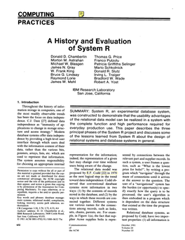 A History and Evaluation of System R Donald D