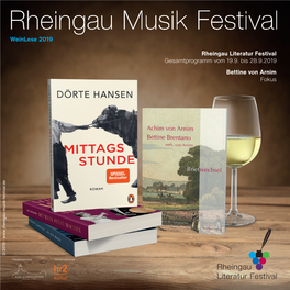 Rheingau Musik Festival Musik Rheingau Weinlese 2019 Hauptsponsor Medienpartner Gesamtprogramm Vom 19.9