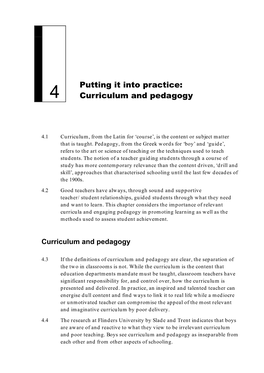 Chapter 4: Putting It Into Practice: Curriculum and Pedagogy