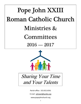 Pope John XXIII Roman Catholic Church Ministries & Committees 2016 — 2017