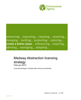 Medway Abstraction Licensing Strategy February 2013
