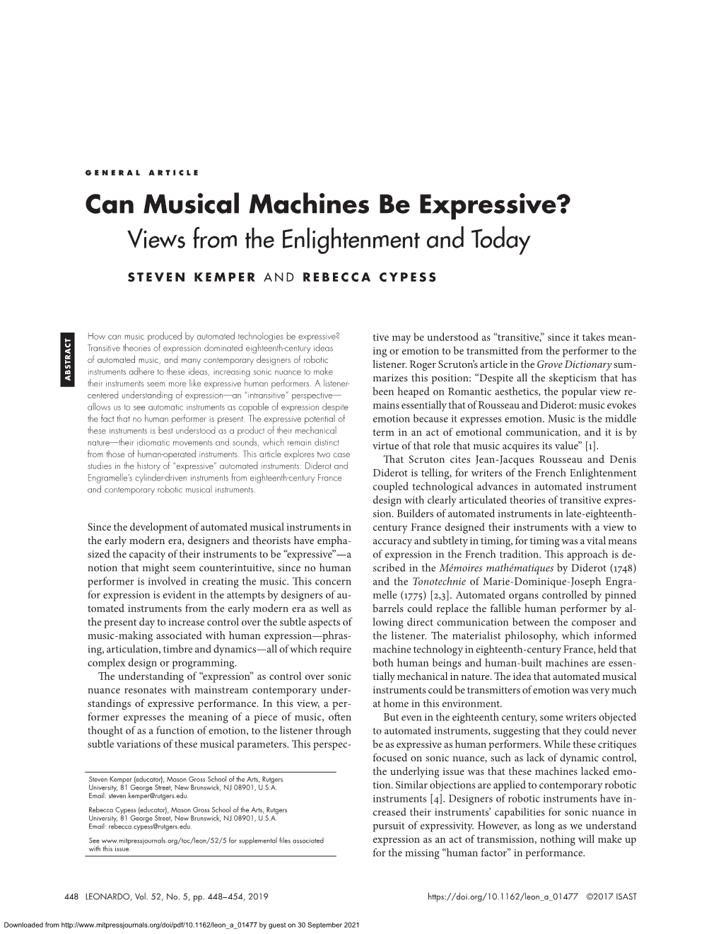 Can Musical Machines Be Expressive? 449