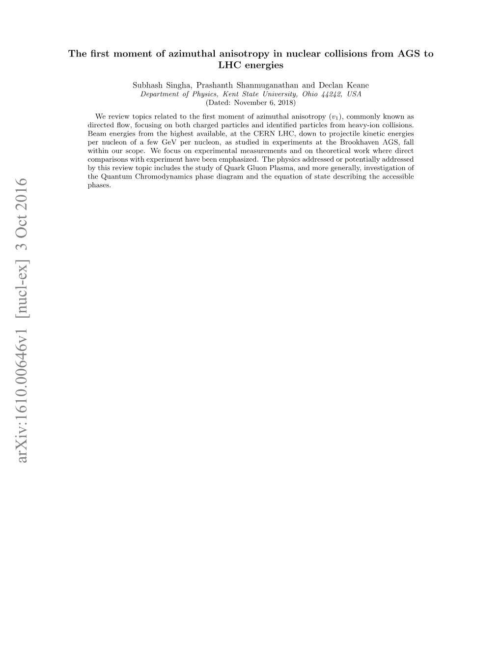 The First Moment of Azimuthal Anisotropy in Nuclear Collisions From