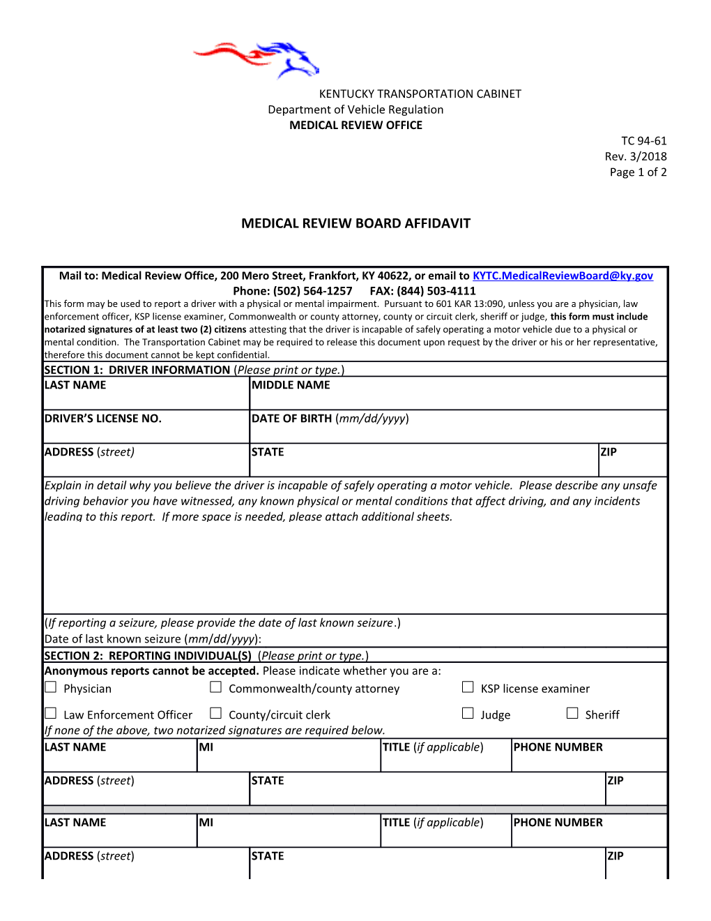 Medical Review Board Affidavit