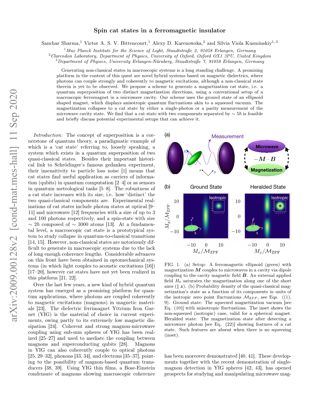 Arxiv:2009.00128V2 [Cond-Mat.Mes-Hall] 11 Sep 2020 Ments, Owing Partly to Its Extremely Low Magnetic Dis- Sipation [24]