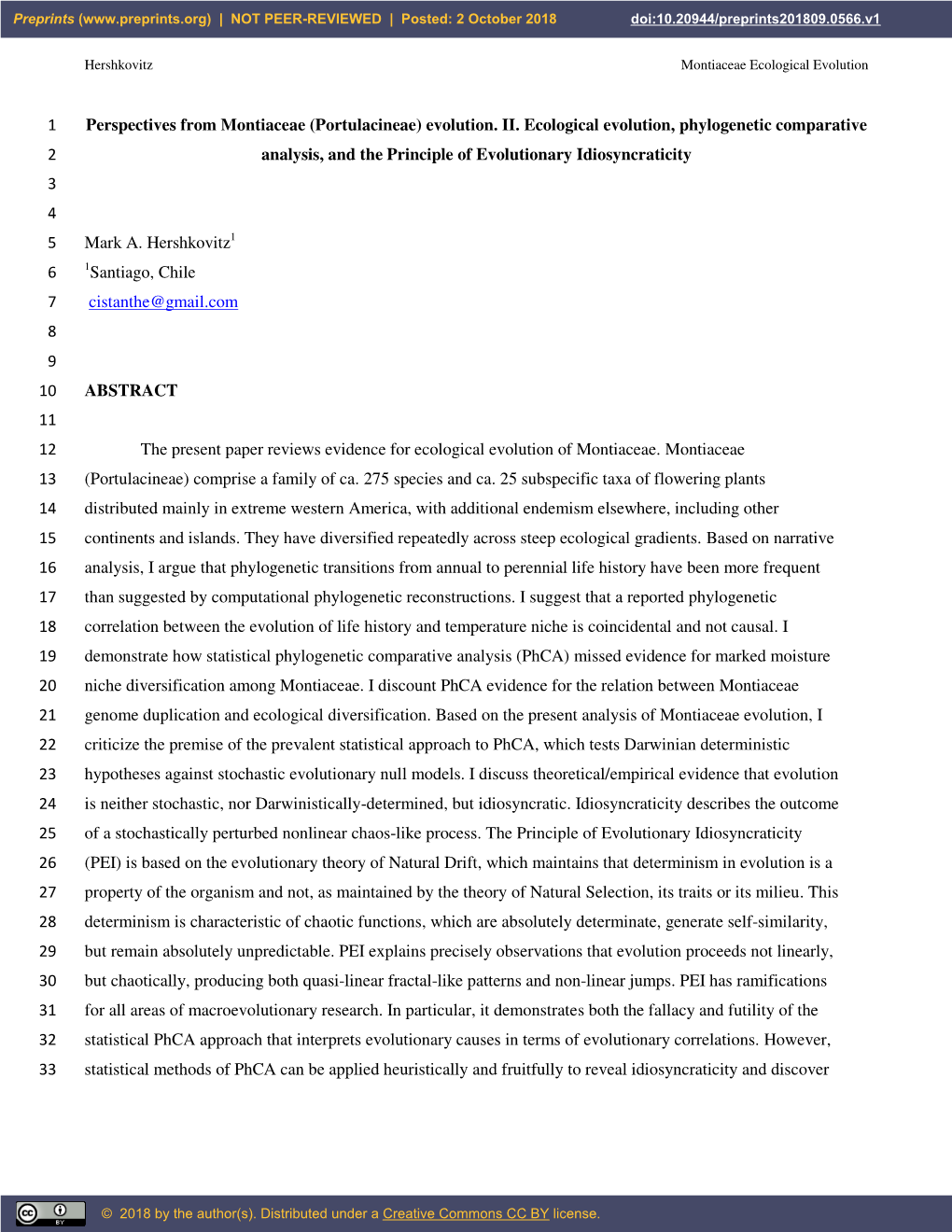 Perspectives from Montiaceae (Portulacineae) Evolution. II