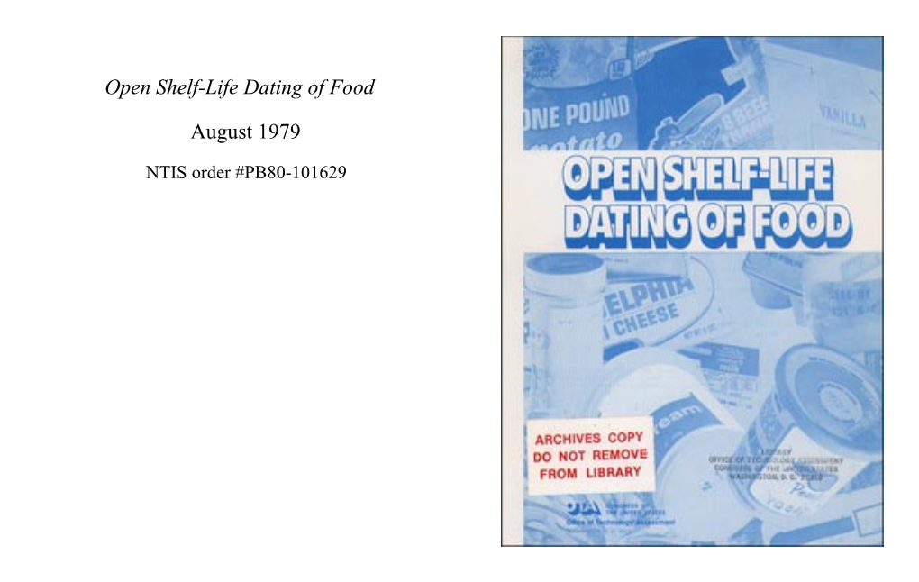 Open Shelf-Life Dating of Food