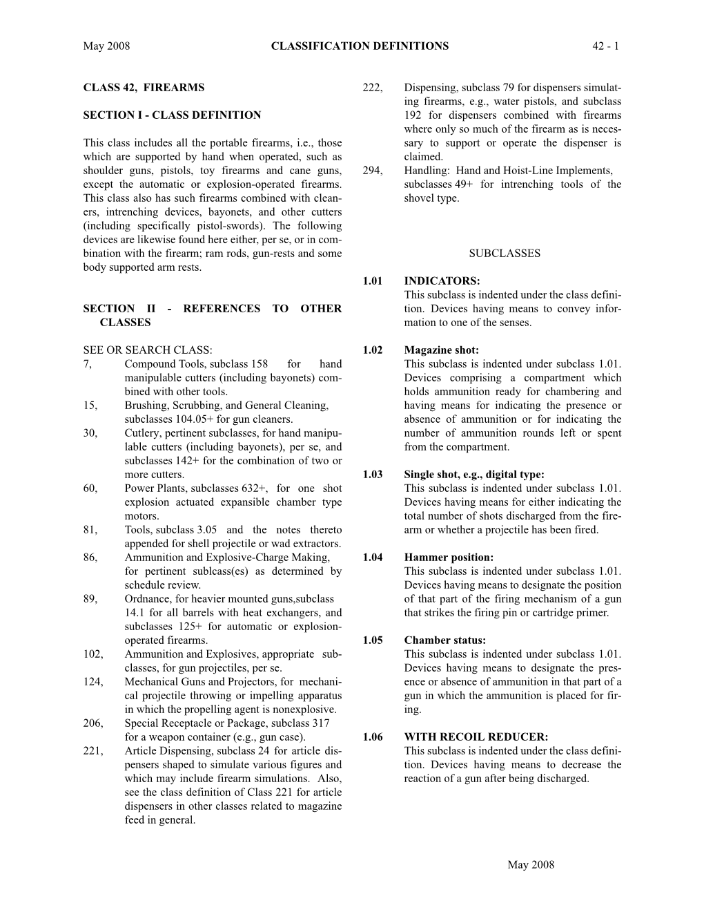 May 2008 CLASSIFICATION DEFINITIONS 42 - 1