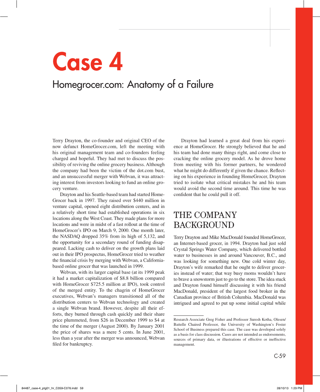 Case 4 Homegrocer.Com: Anatomy of a Failure