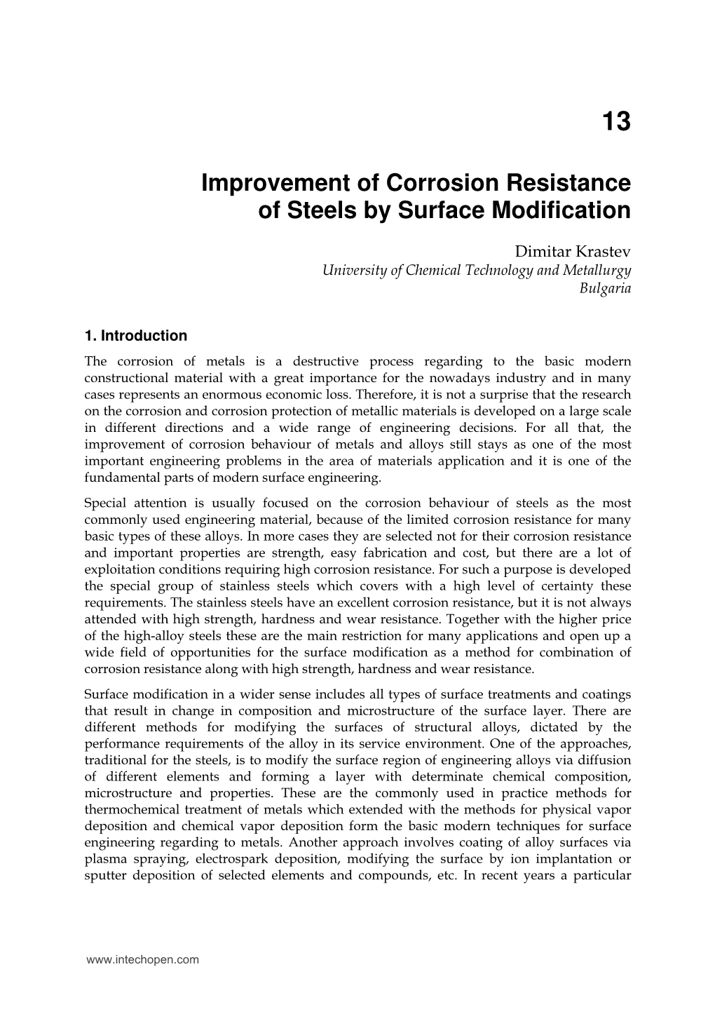 Improvement of Corrosion Resistance of Steels by Surface Modification