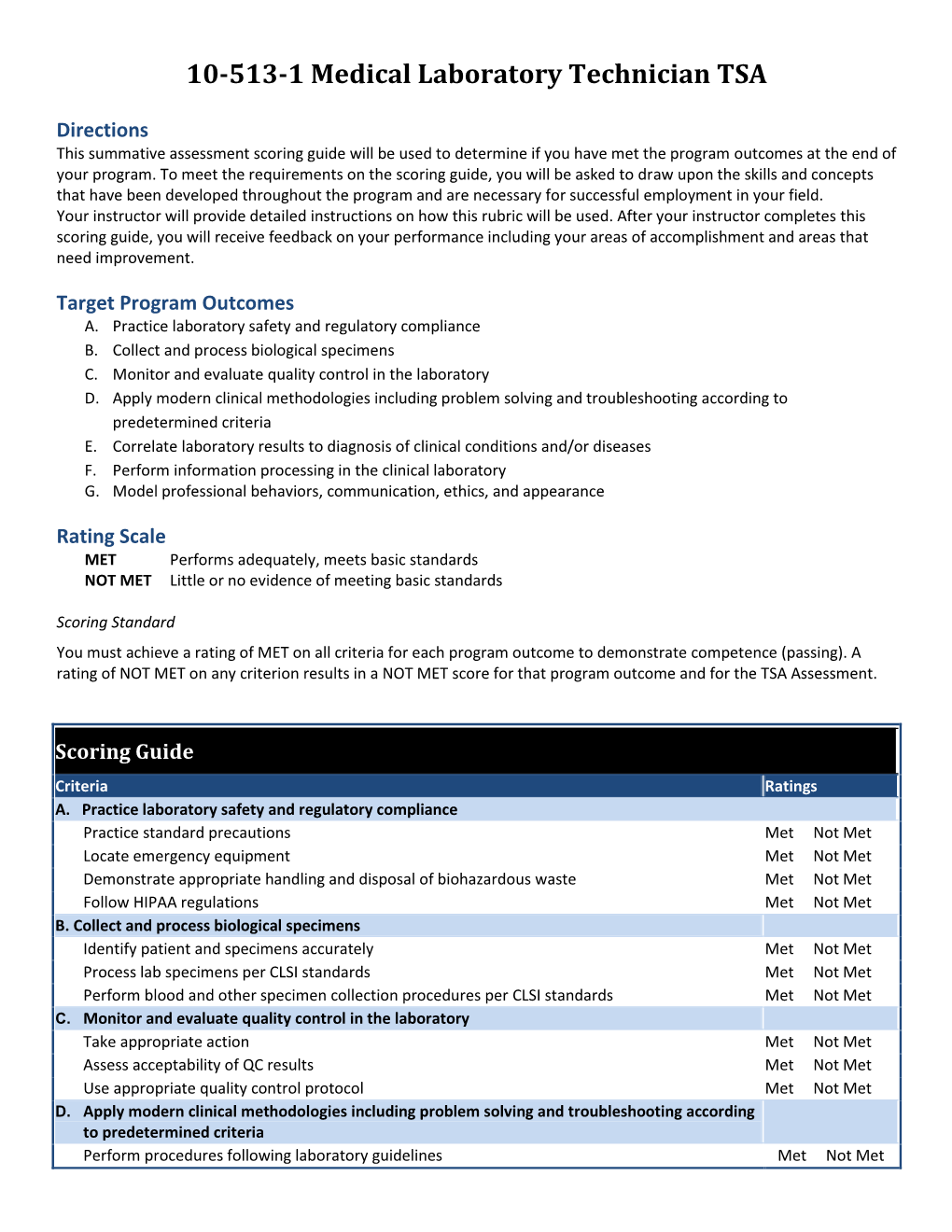 10-513-1 Medical Laboratory Technician TSA