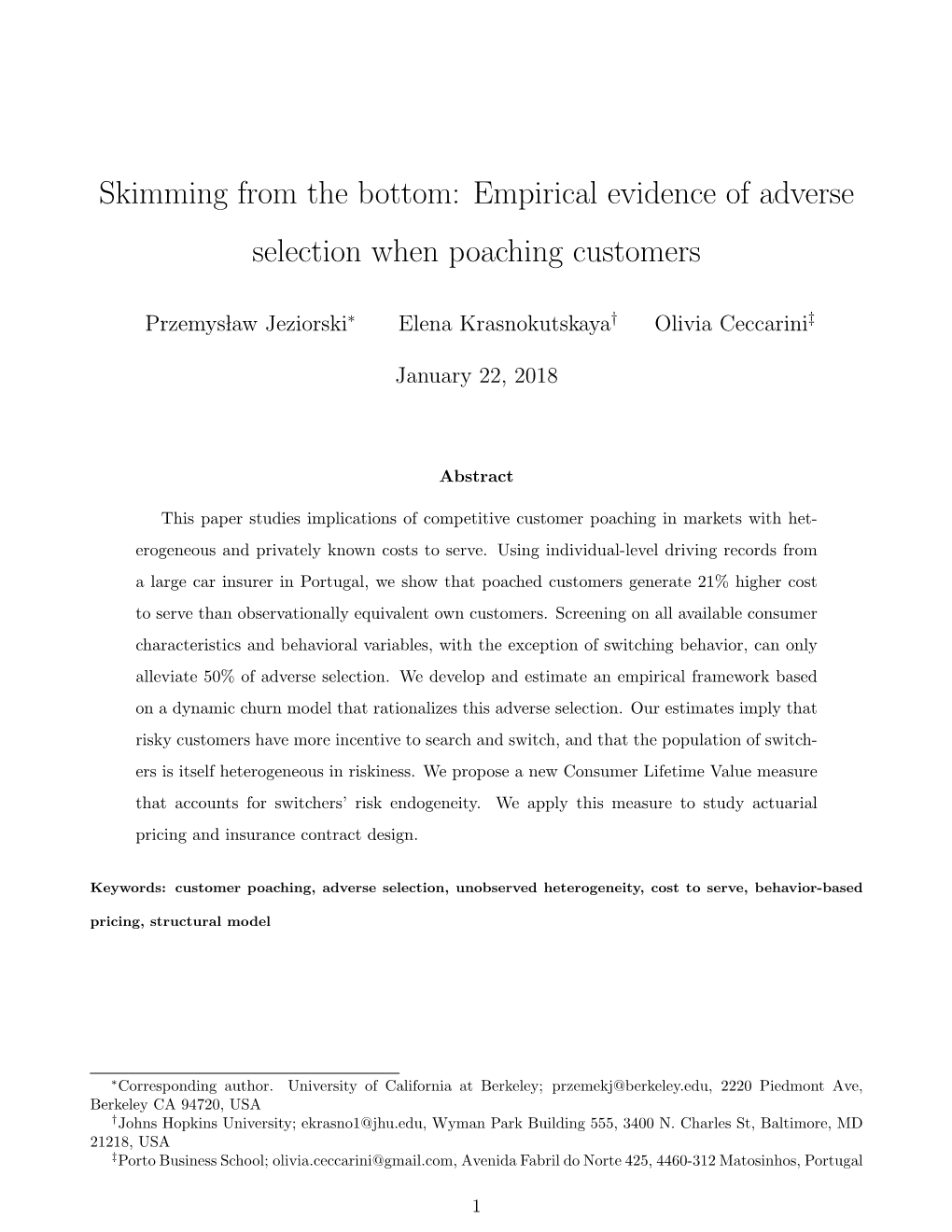 Skimming from the Bottom: Empirical Evidence of Adverse Selection When Poaching Customers