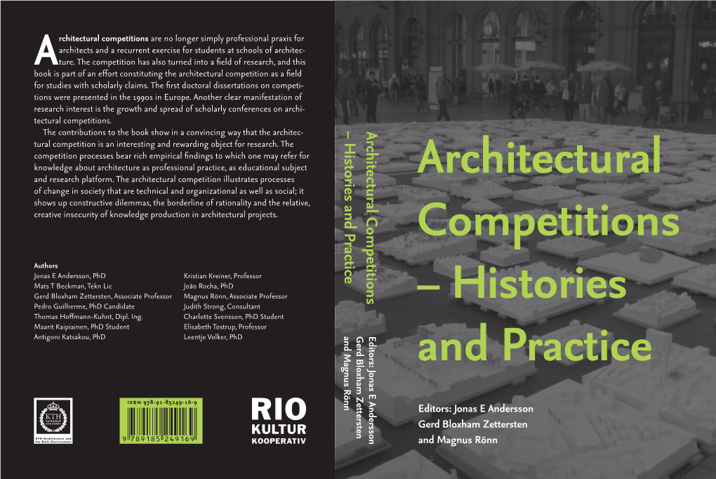 Architectural Competitions Tural Competition Is an Interesting and Rewarding Object for Research