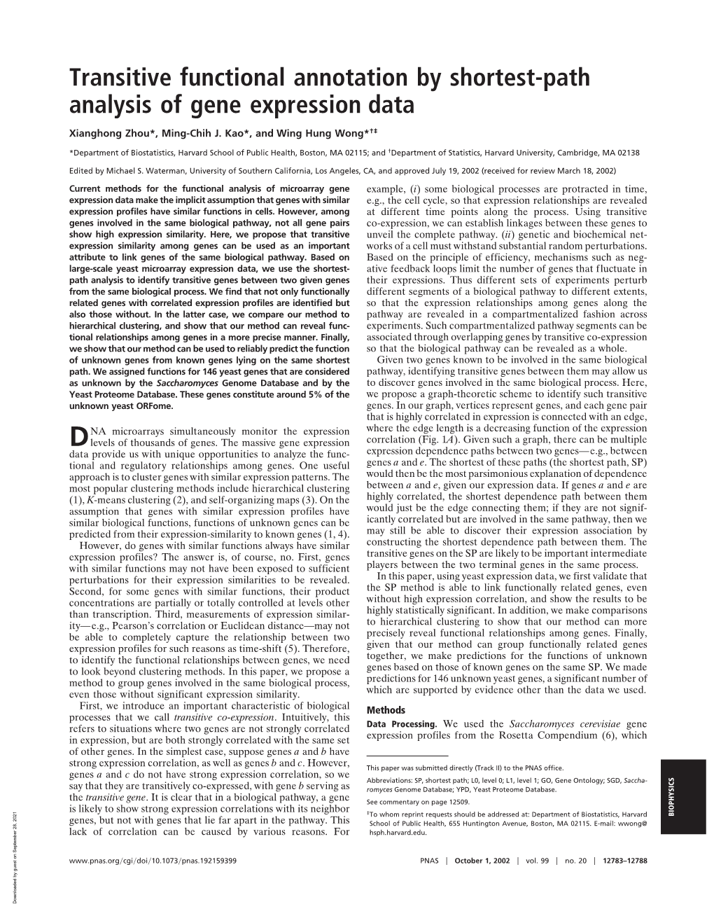 Transitive Functional Annotation by Shortest-Path Analysis of Gene Expression Data