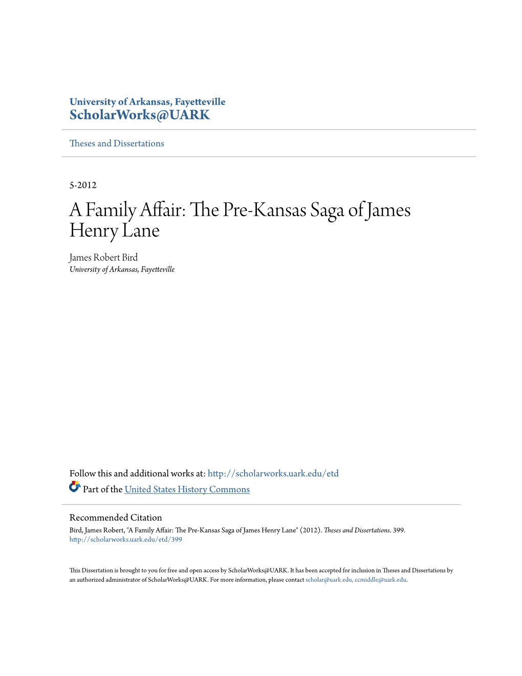 The Pre-Kansas Saga of James Henry Lane