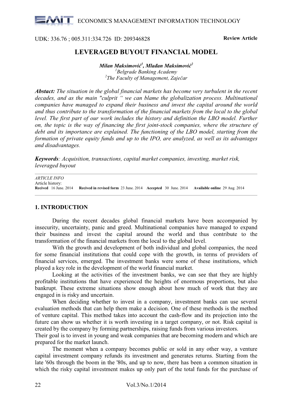 Leveraged Buyout Financial Model