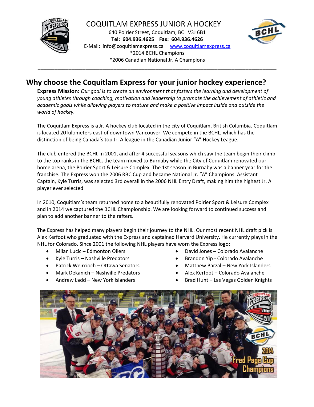 Why Choose the Coquitlam Express for Your Junior Hockey Experience?