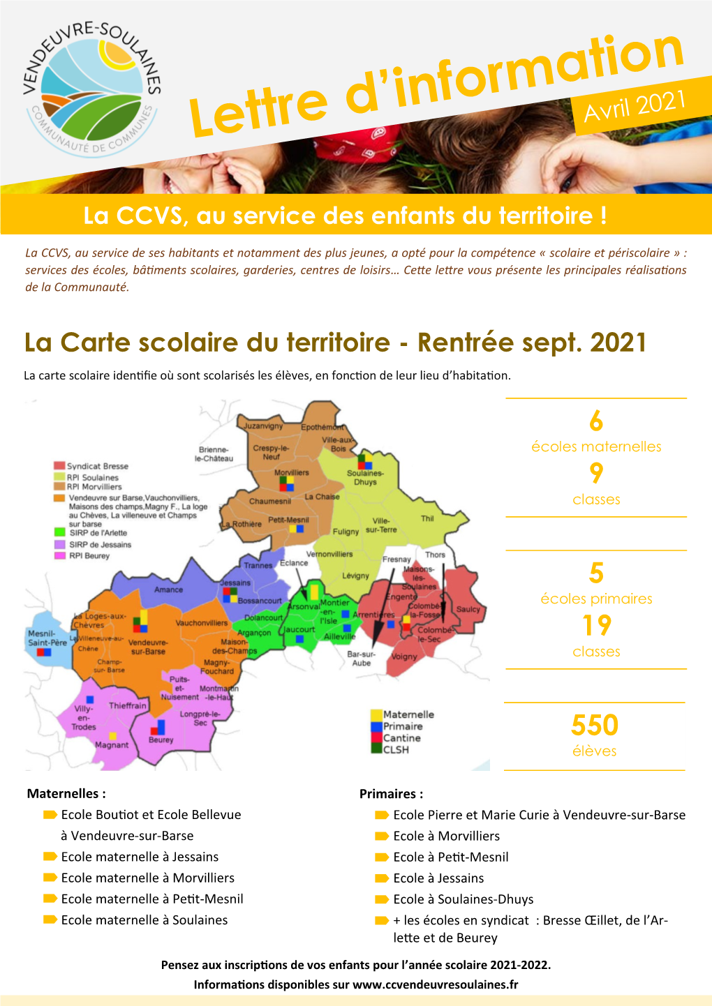 La Carte Scolaire Du Territoire - Rentrée Sept