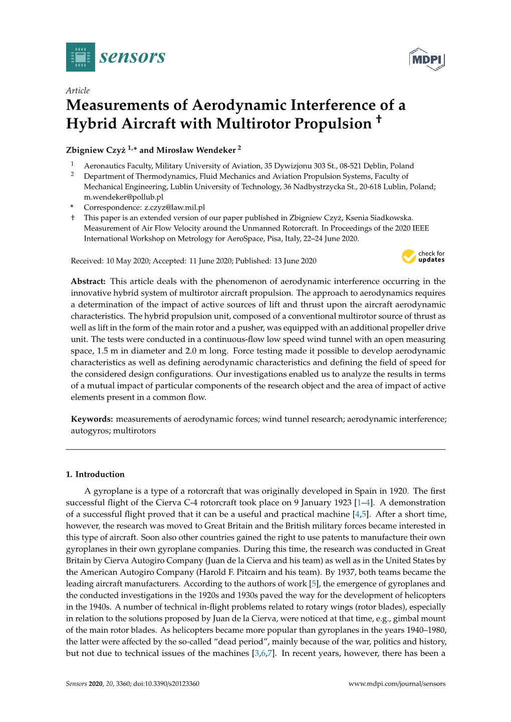 Measurements of Aerodynamic Interference of a Hybrid