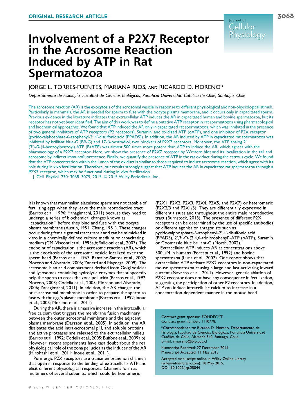 Involvement of a P2X7 Receptor in the Acrosome Reaction Induced By