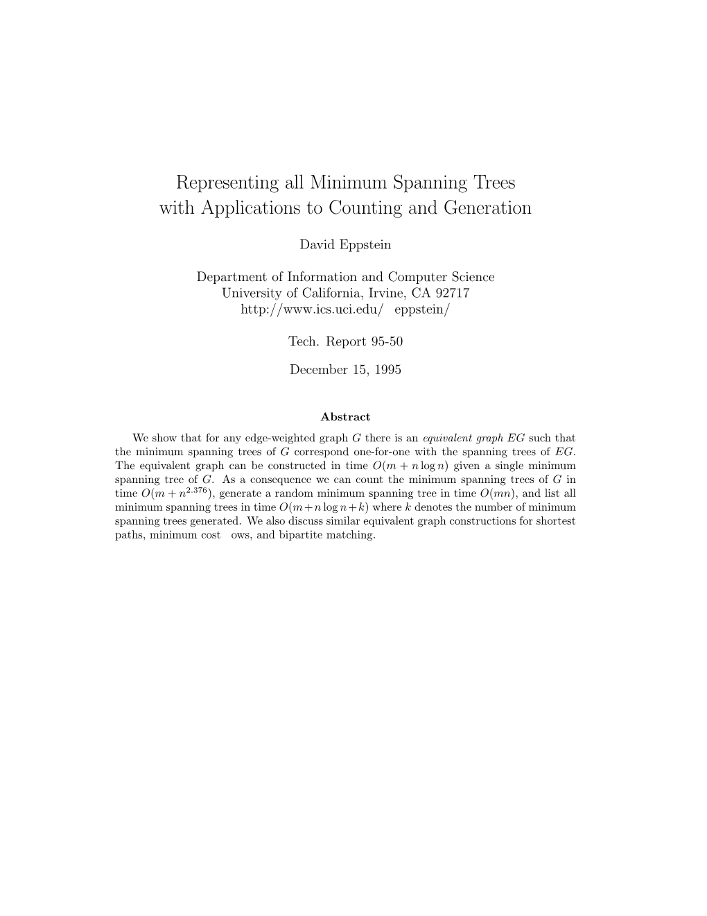 Representing All Minimum Spanning Trees with Applications to Counting and Generation