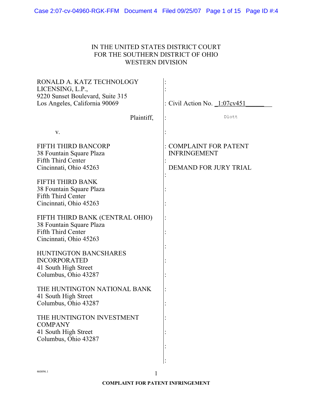 Case 2:07-Cv-04960-RGK-FFM Document 4 Filed 09/25/07 Page 1 of 15 Page ID #:4